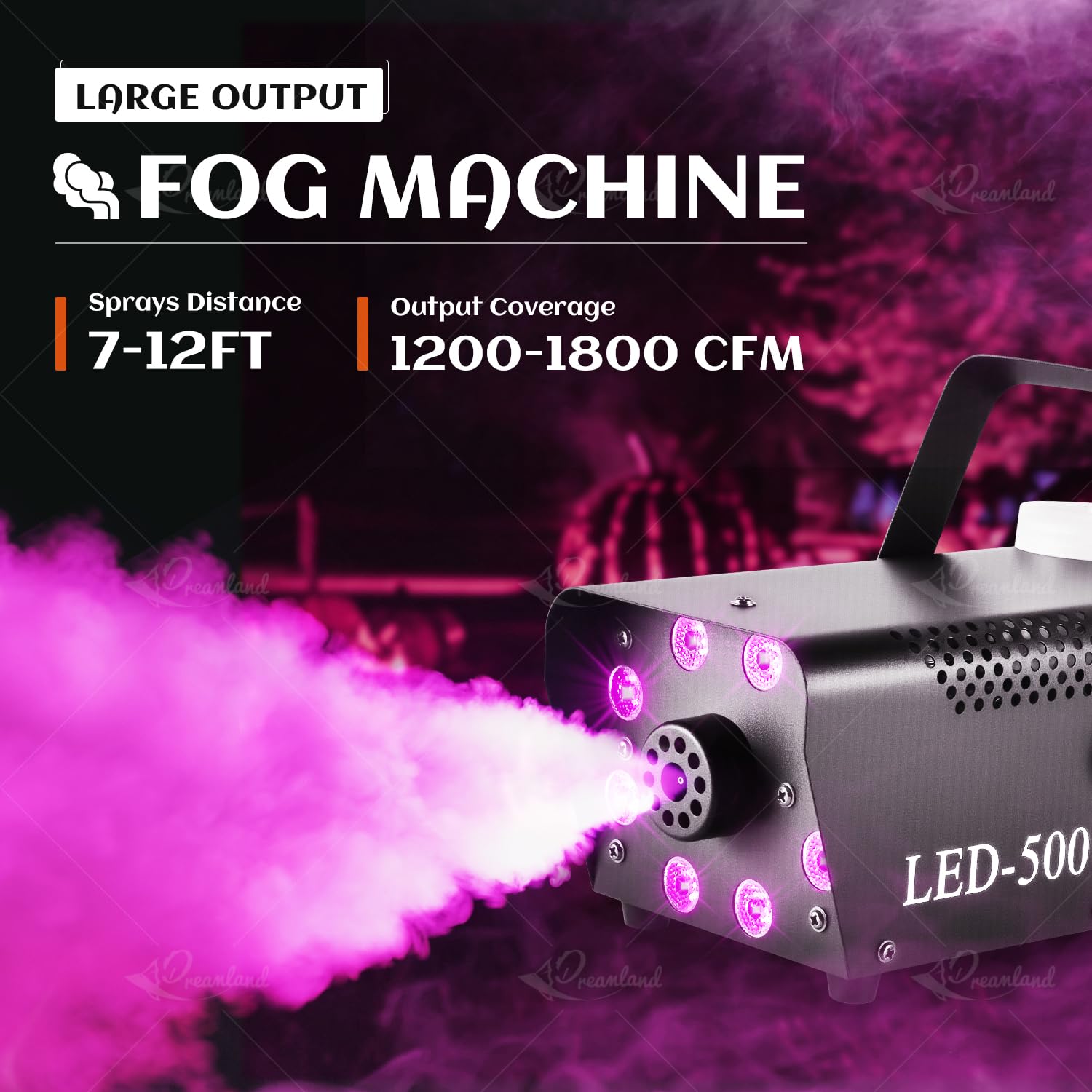 Dreamland Fog Machine, 8 LED Smoke Machine with 2000W Output,Smoke Machine Fog with Remote for Wedding, Halloween, Party and Stage Effect