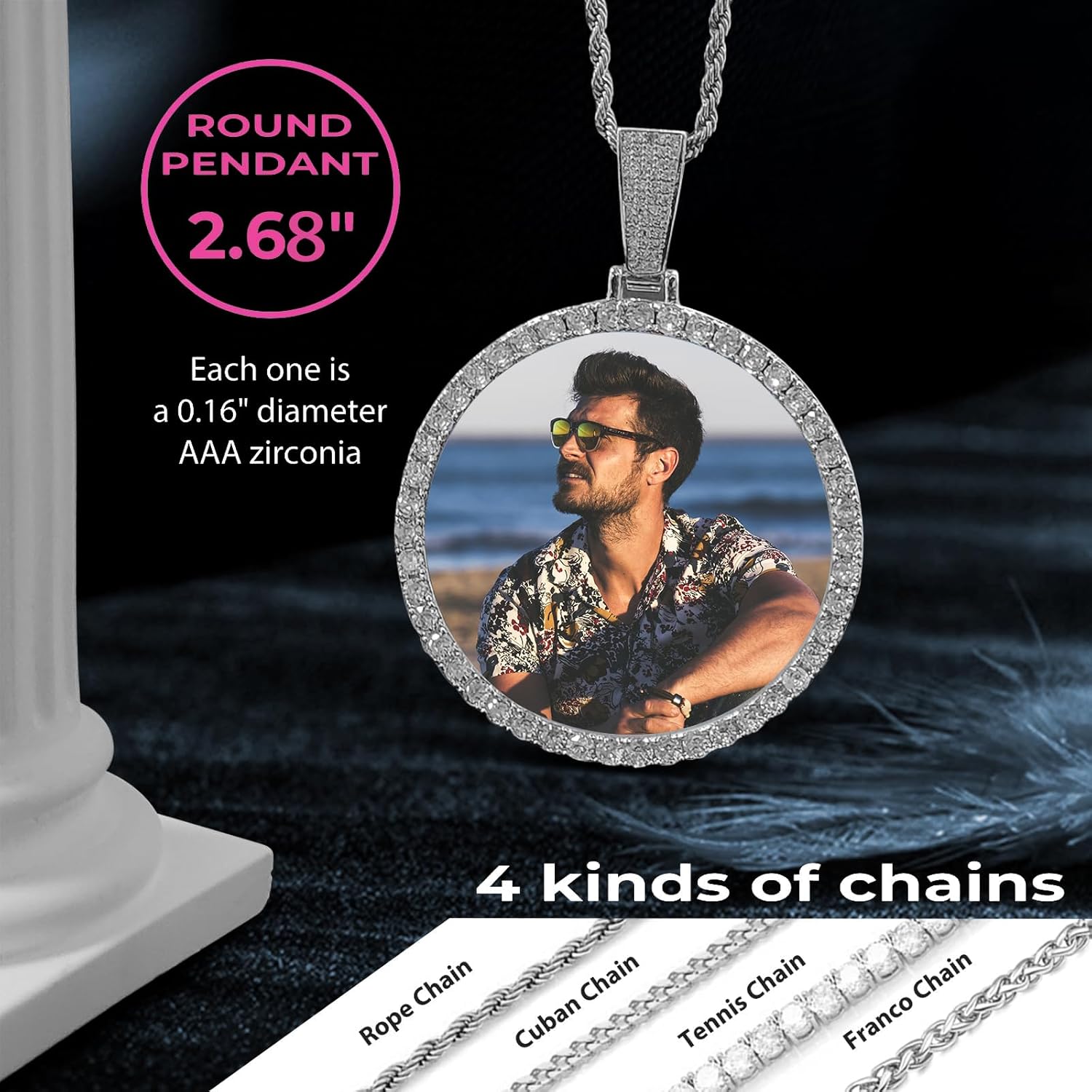 Customized Picture Neckalce18K Gold Plated Hip Hop Jewelry Picture Pendant Necklace for Men Women