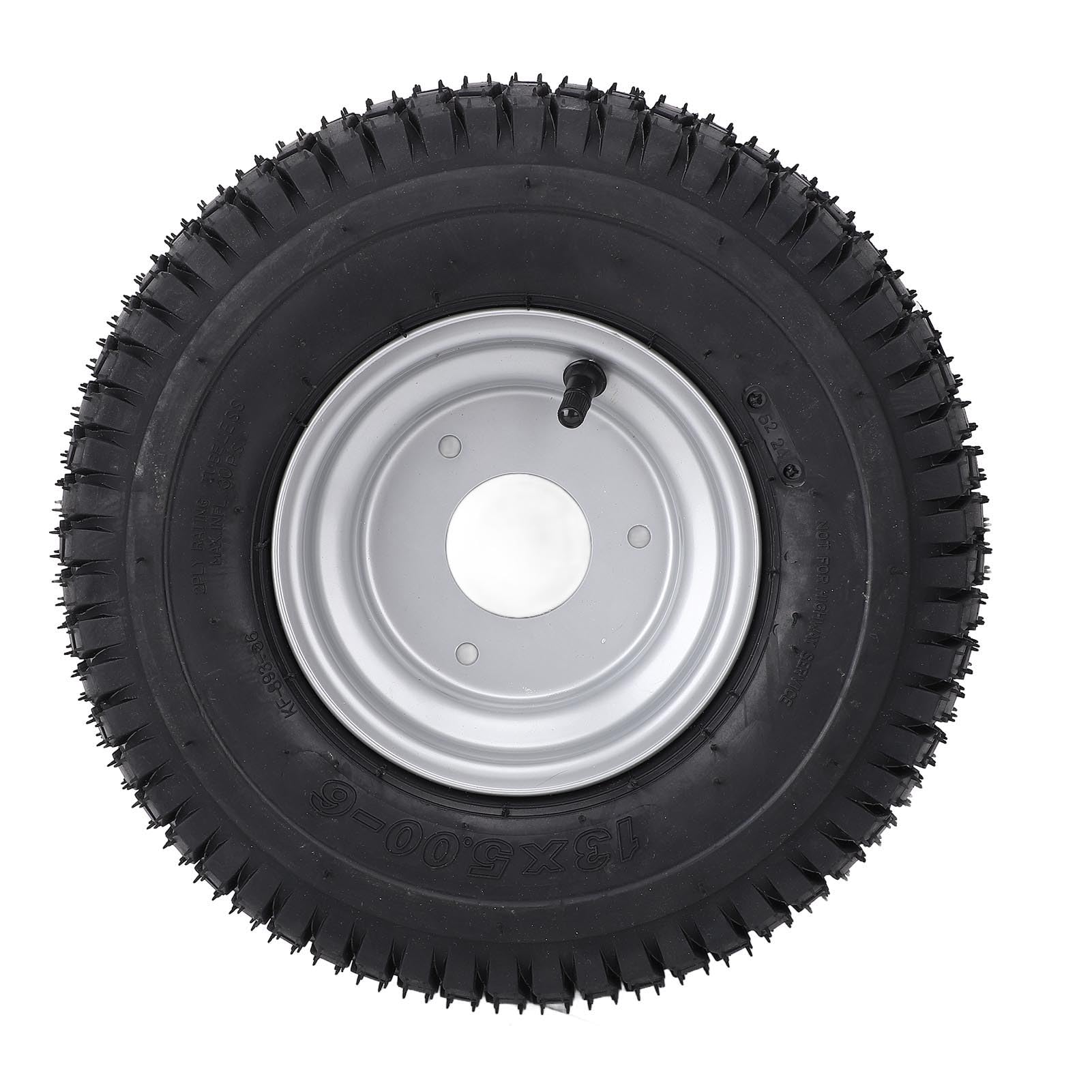 Tbest 13x5 00 6 Ruote Pneumatico con Cerchio Tubeless Trazione Migliorata Antiscivolo Pneumatico Fuoristrada per ATV Quad Go Kart Carrello Mini Bici Lega di Alluminio Argento