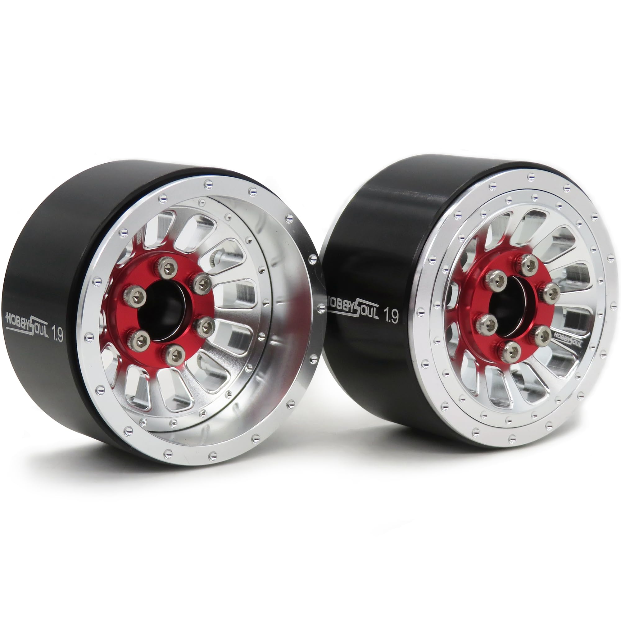 hobbysoul RC verstellbare 4 Offsets 1,9 Beadlock Räder Aluminium Felgen mit negativem Offset Breite 31mm Silber für 1:10 Crawler Traxxas TRX-4 Axial SCX10 Redcat Gen8, (4er-Pack)