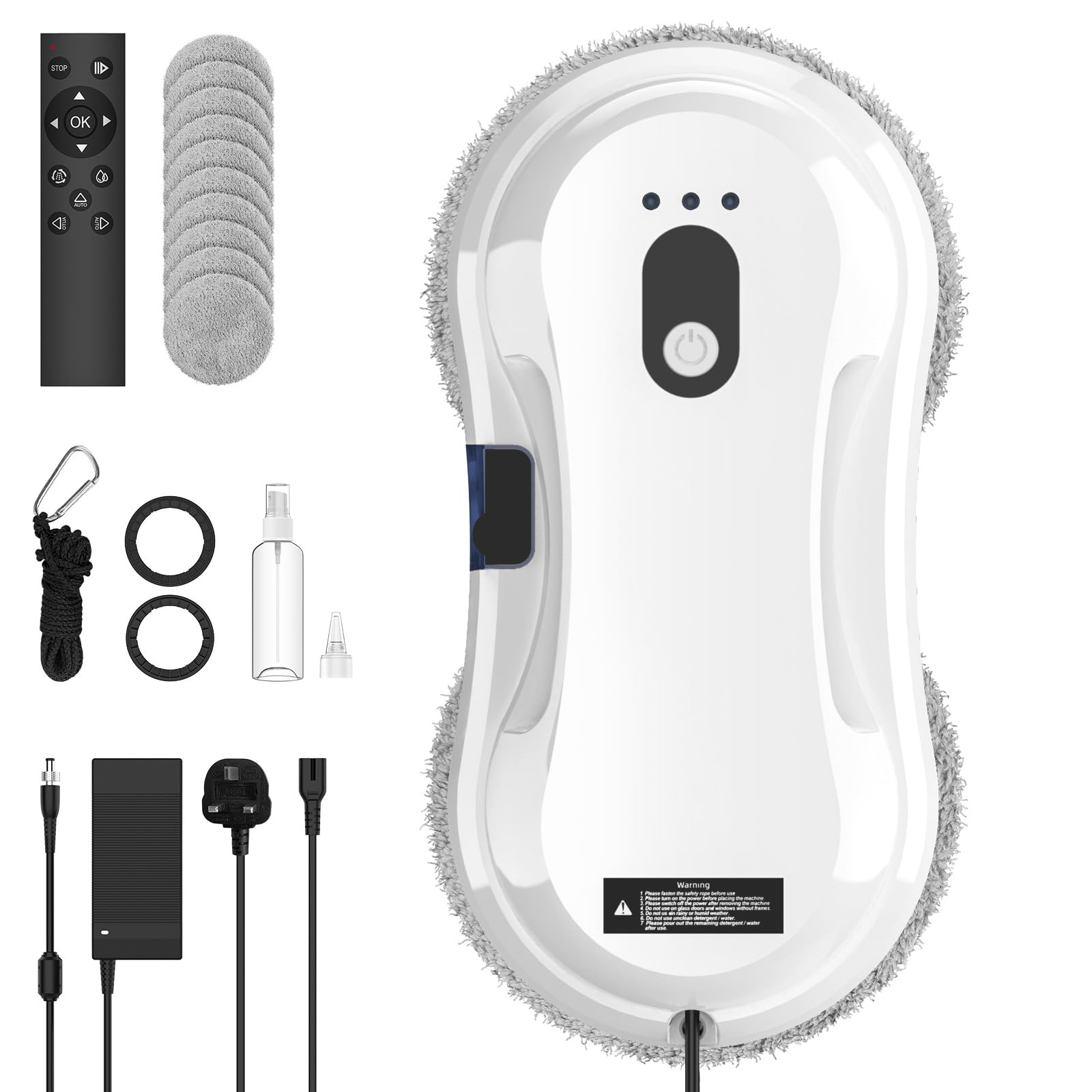 Robot de limpieza de ventanas, limpiador automático de 5600 Pa con spray de agua, navegación inteligente, detección de bordes, 3 modos de limpieza, control remoto, 10 almohadillas de limpieza para