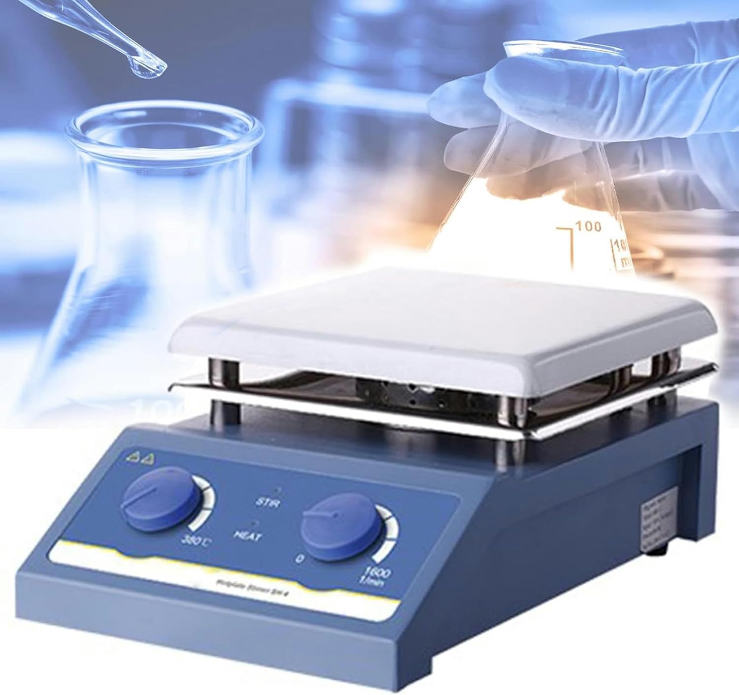 AMNOOL 1L / 3L / 5L Lab Heating Magnetic Stirrer, Double Knob Control, Speed:0-1600 RPM, Stepless Speed Regulation,HS-1L/1pc