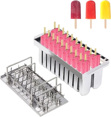 Molde para paletas caseras, molde para paletas de hielo congelado, reutilizable, soporte para paletas de helado con 20 tazas de molde, molde de