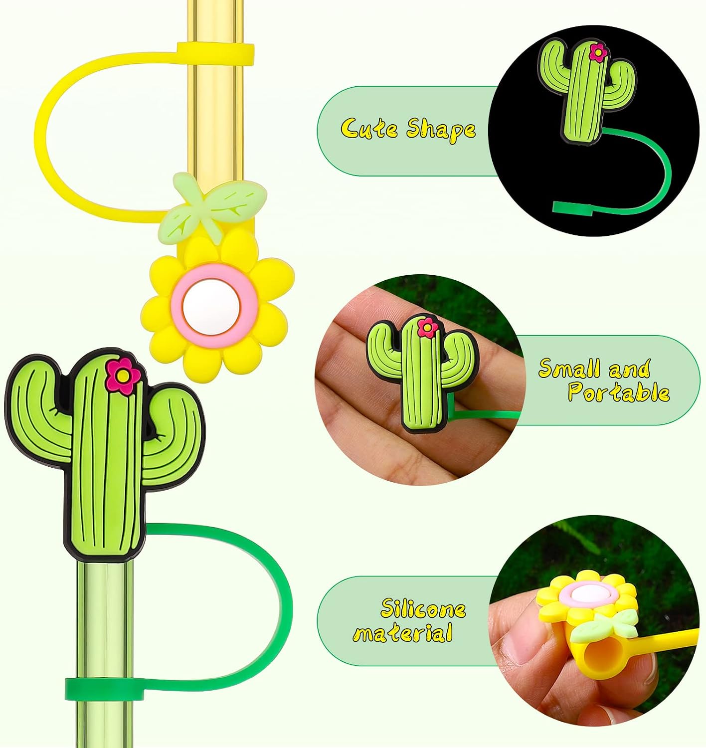 Flowers Cover for Stanl-ey Cup, Reusable Straw Tips and Toppers for Tumblers, Dust-Proof Plugs, Portable Caps for Decoration