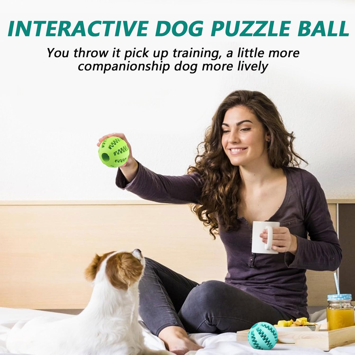 hzbaiyi 2 Pcs Pets Dog Treat Toy Ball Dog Puzzle Toy Interactive Toys for Boredom Teeth Cleaning Chew Toys for Pet Puppies And Cats Interactive Toy Ball Relieve Anxiety and Boredom (Blue + Green) - Image 4
