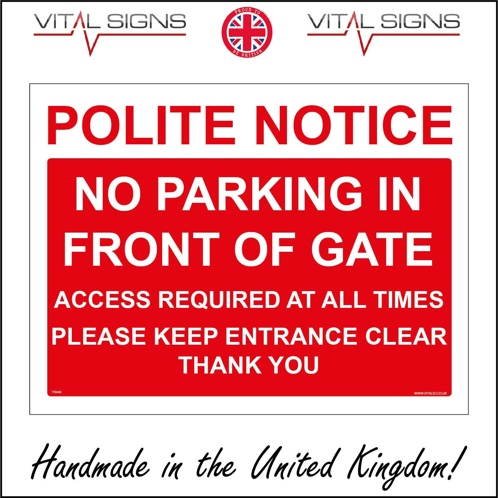 buy-tr446-polite-notice-no-parking-in-front-of-gate-sign-drive-block