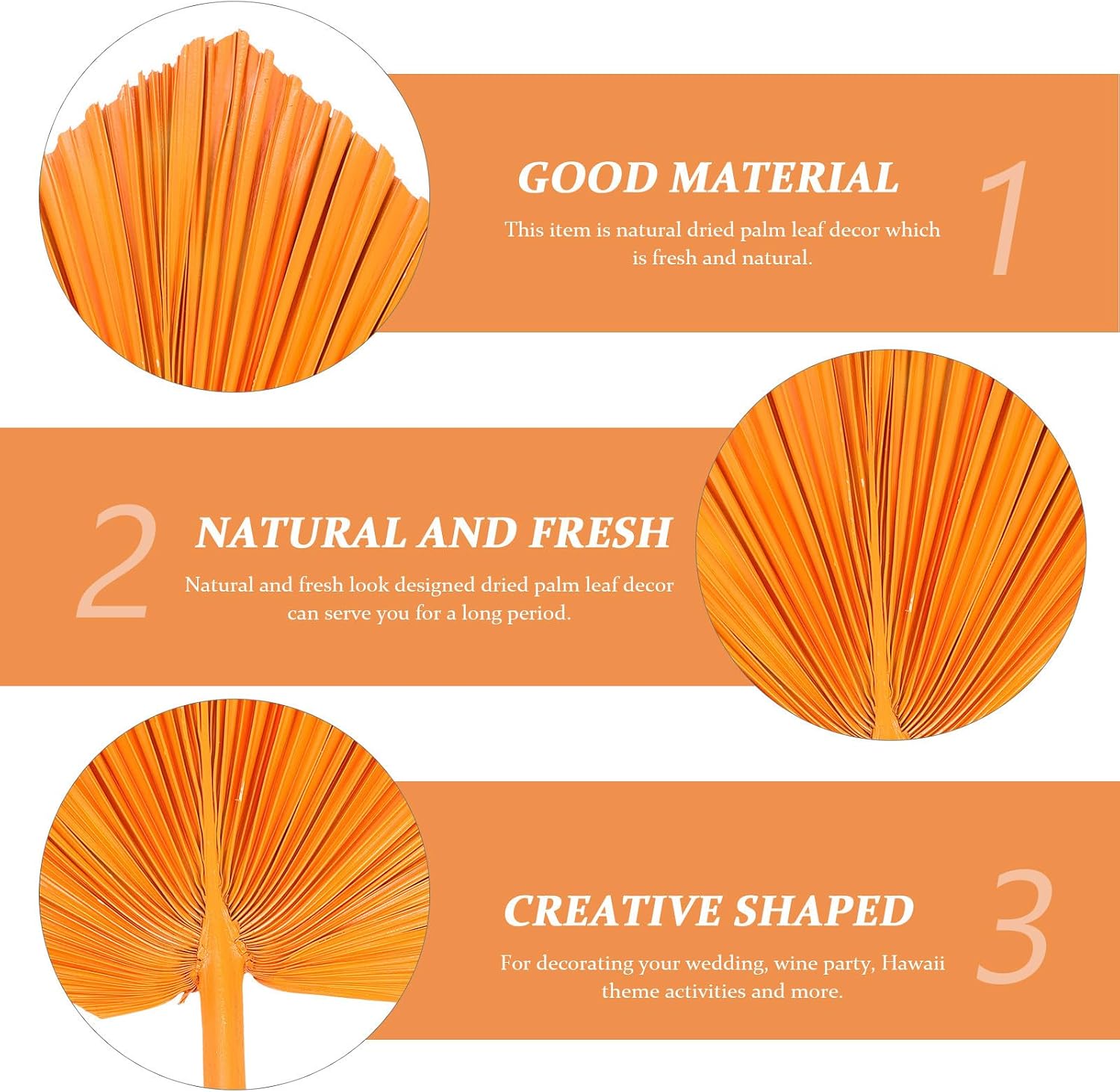 Dried Palm Leaf Decor for Wedding Party and Outdoor Use Artistic Orange Palm Leaf Practical and Decorative for Hawaii Theme Activities and Summer Events