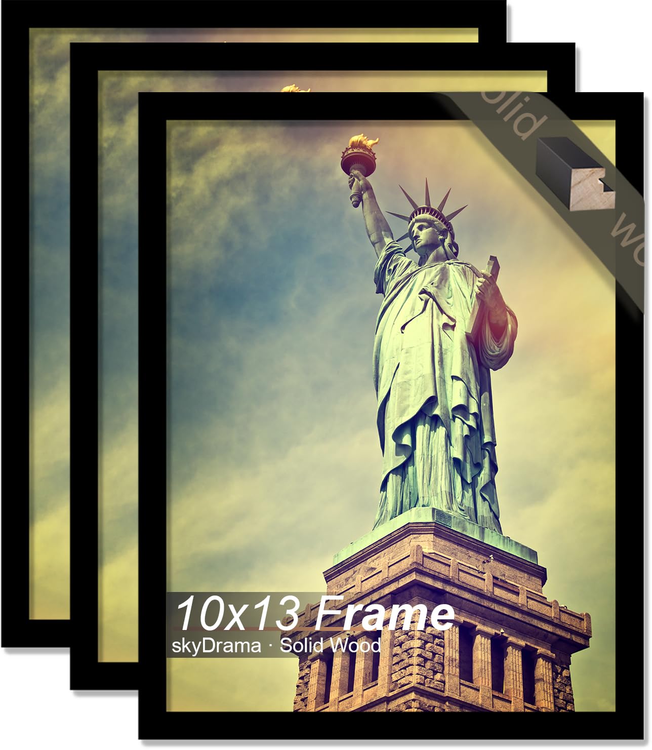 skyDrama Solid Wood 10x13 Picture Frame 3-Pack in Black