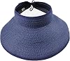 Womens Summer Foldable Straw Sun Visor w/Cute Bowtie UPF 50+ Packable Wide Brim Roll-Up Visor Beach Hat