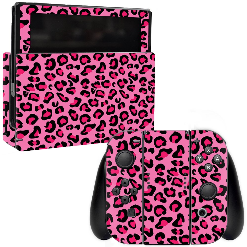 MightySkins Skin Compatible with Nintendo Switch - Pink Leopard | Protective, Durable, and Unique Vinyl Decal wrap Cover | Easy to Apply, Remove, and