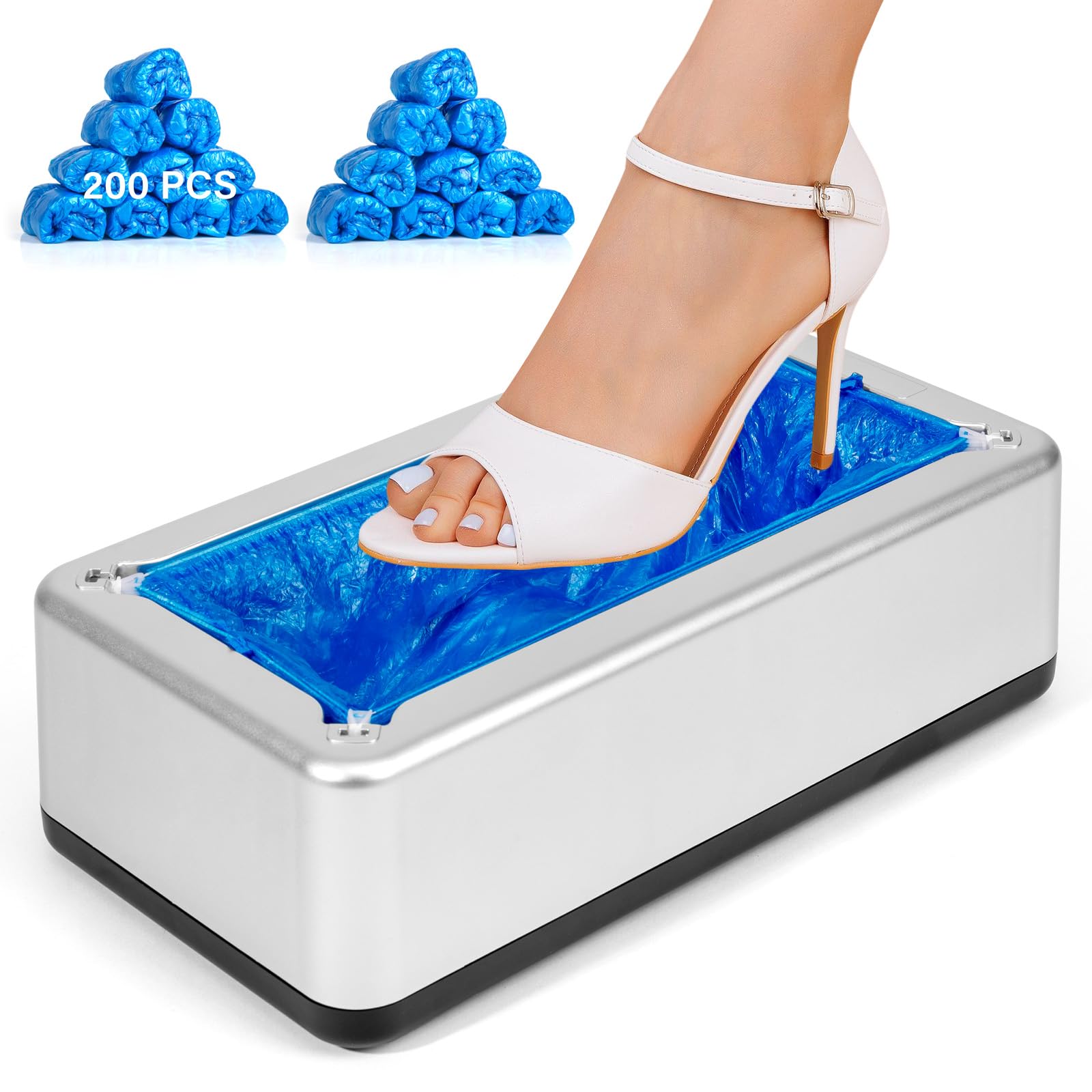 Shoe Cover Dispenser with 200 Pcs Disposable Shoe Covers Automatic Shoe Cover Dispenser Fits Size Up to 11 US Men and up for Home, Factory, Hospital （Gold） (Silver) (B0D3WBXPDJ) Amazon Price History, Amazon Price Tracker