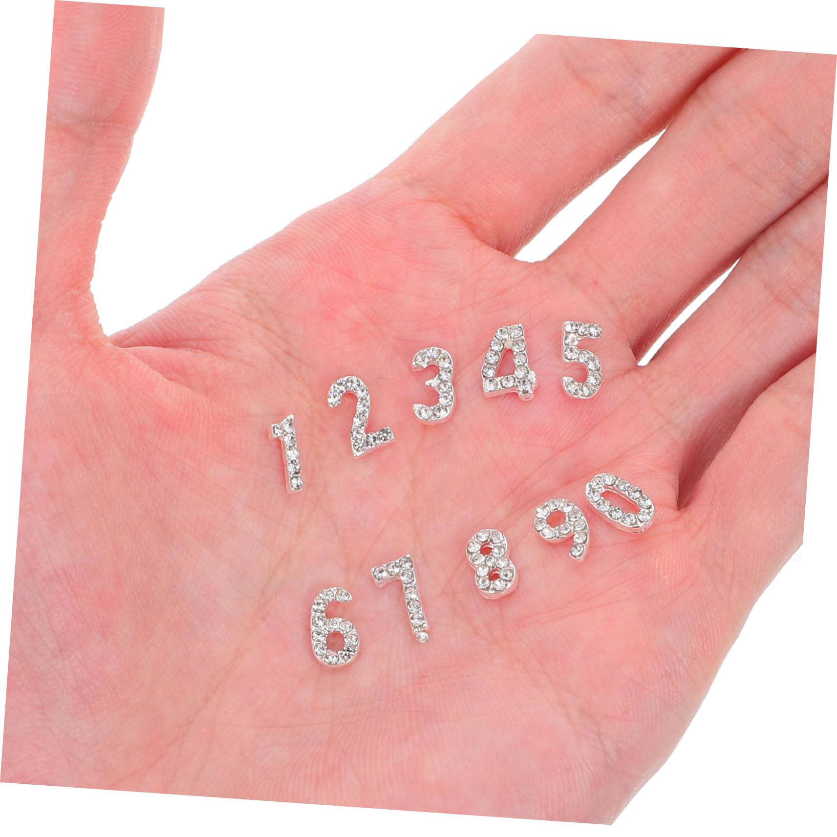 PLAFOPE 100 Pezzi Charm numerici per unghie con cristalli flatback decorazioni manicure con numeri arabi brillanti per nail art creativa e accessori decorativi per ragazze