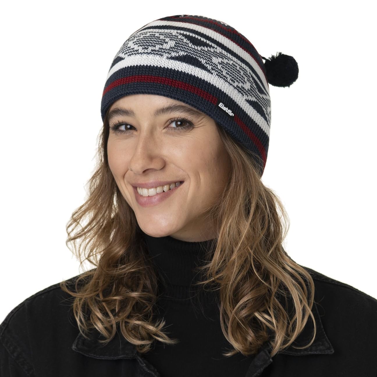 Eisbär Gitti Bommelmütze Strickmütze Wintermütze Skimütze Beanie Damen/Herren - Made in Austria mit Futter, Futter Winter Herbst-Winter