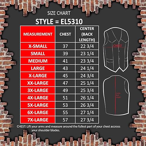 Miniatura 3 de EVENT LEATHER EL1310GO Hombres Clásico Estilo Occidental Botón de Presión Negro Chaleco de Cuero para Motociclistas