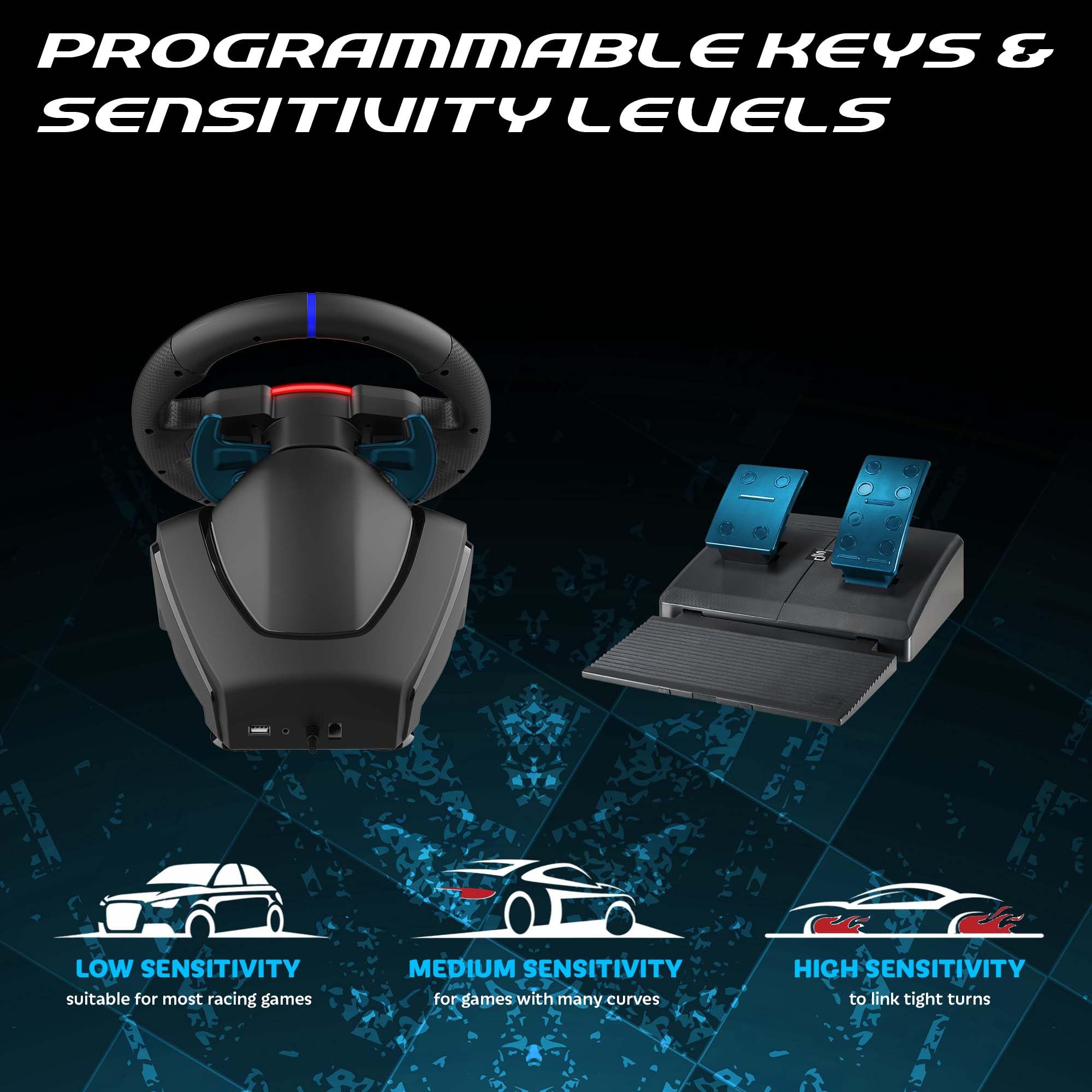 Subsonic - Volante Superdrive 270 GT5 - Volante PS5 LED con Doble Palanca, Rotación de 270°, con Pedales y Levas. Compatible con PS5 y PC - Negro