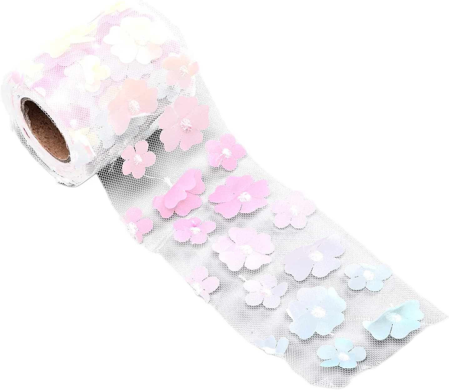 Flowers Tulle Rolls, Printed Mesh Fabric Supplies Tulle Daisy Flower Sewing Crafting Fabric Gift Ribbon Mesh Lace Rolls Ribbons[Gradient Yellow]