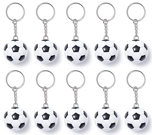 inheming 10 PCS Soccer Ball Keychains, Mini Football Key Chain,