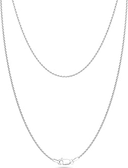 Jewlpire925 Sterling Silver Chain Necklace for Women Men 1.35mm Diamond Cut Rope Chain - Italian Hypoallergenic Replacement Silver Necklace Chain Super Shiny & Durable Silver Chains 16/18/20/22/24 In