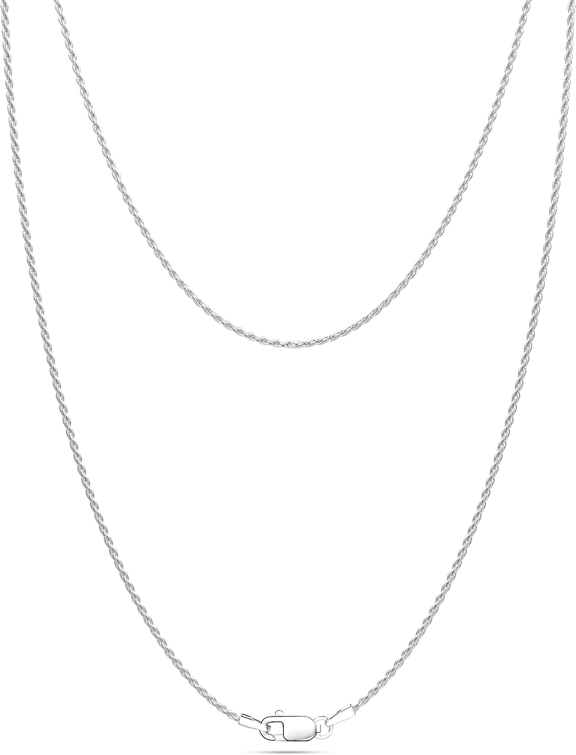 Jewlpire925 Sterling Silver Chain Necklace for Women Men 1.35mm Diamond Cut Rope Chain - Italian Hypoallergenic Replacement Silver Necklace Chain Super Shiny & Durable Silver Chains 16/18/20/22/24 In