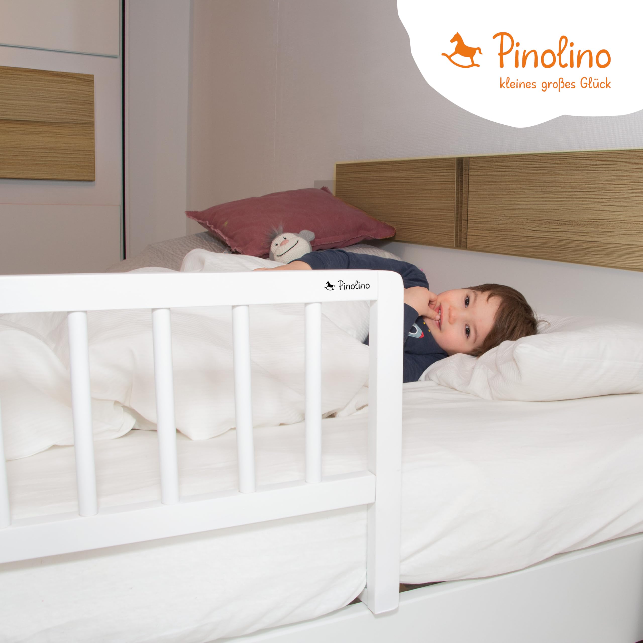 Pinolino Recinto di sicurezza per culla, recinto di sicurezza pieghevole, cameretta per bambini, protezione anticaduta, 90 x 32 x 36 cm, bianco