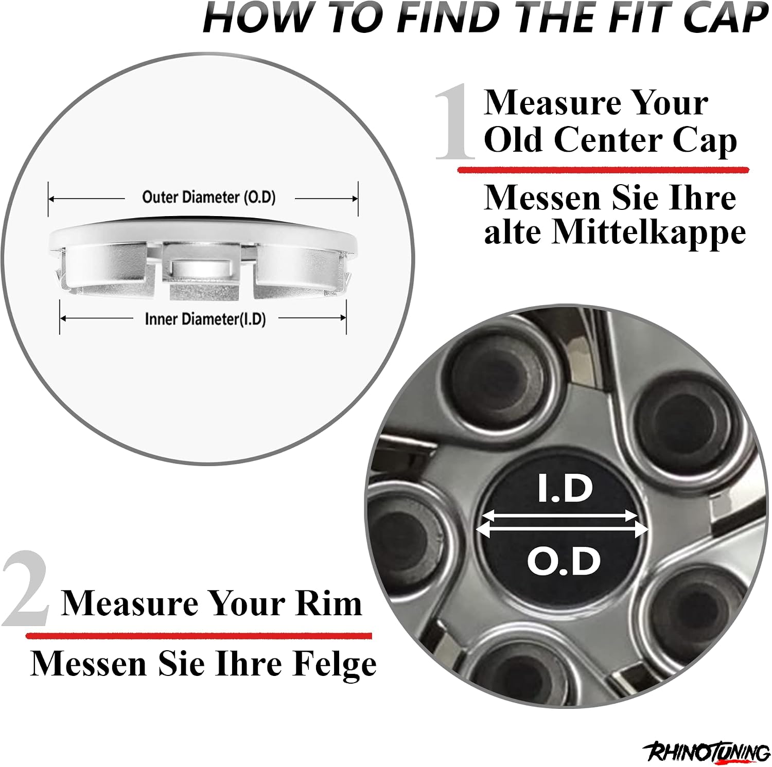 RTrhinoTuning 4PCS 56mm Wheel Center Caps Compatible with Camry LE Sedan Scion Rims 17 in City Golf Jetta GLS,MK4 Wheel Rim Caps OD: 2.2"(56 mm) ID: 2.03"(51.8 mm)