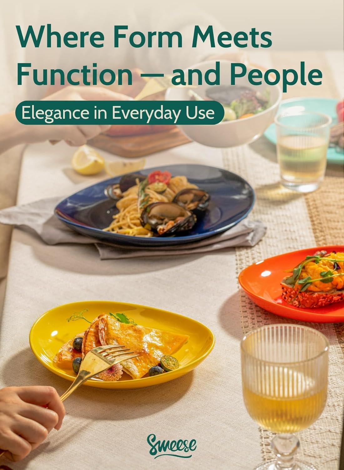 Sweese 7.8 Inch Porcelain Dessert Plates Set of 6 - Dishwasher, Microwave, Oven Safe, Chip-Resistant - Rainbow Palette - Image 5