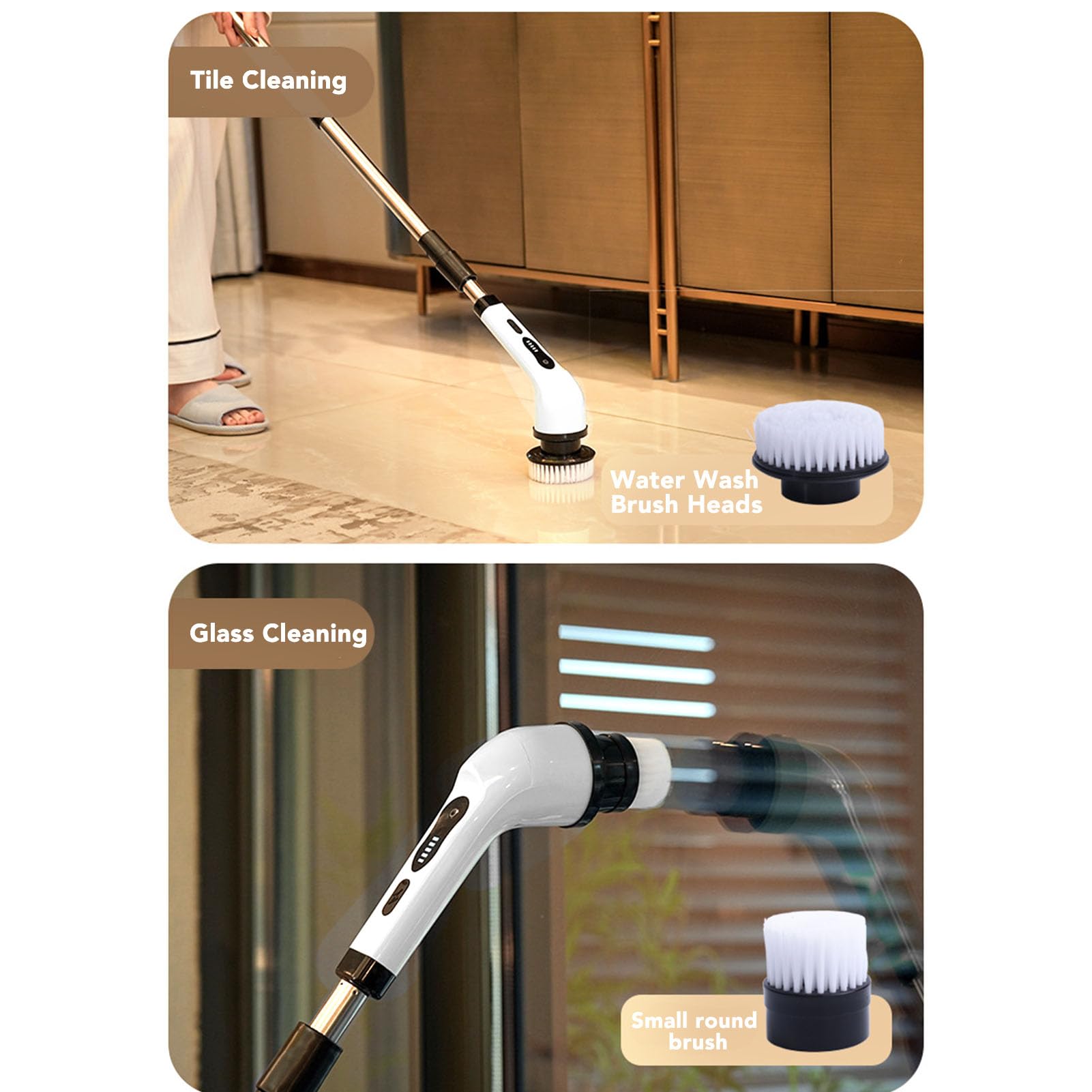 Fregador eléctrico con Mango Extensible, fregador de Ducha inalámbrico, Cepillo de Limpieza Recargable para Suelos de baldosas y baños, Longitud Ajustable de 97 cm, fregador de Pot