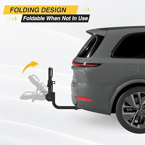 Miniatura 8 de Portabicicletas para enganche, bastidor inteligente inclinable inteligente para automóvil, para neumáticos gruesos para enganche de remolque,