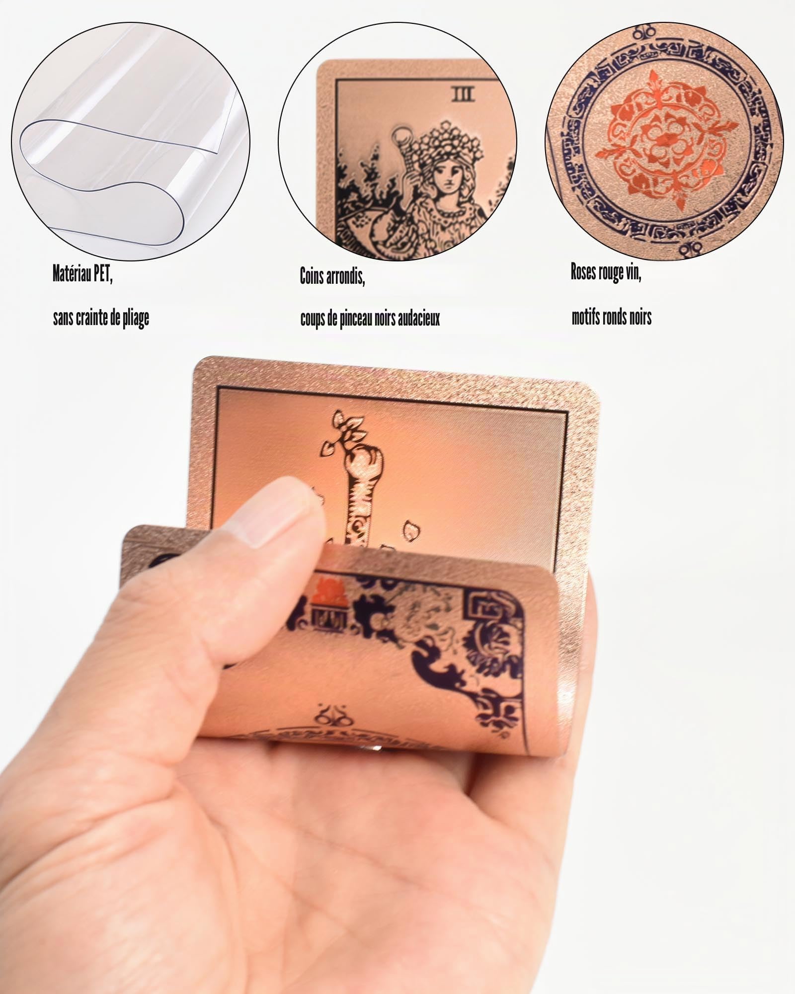 Tarot Vintage Doré en Anglais, 78 + 2 Cartes avec Guide | PVC holographique étanche et anti-plis, mélange fluide et finition durable pour lecture, pratique et collection