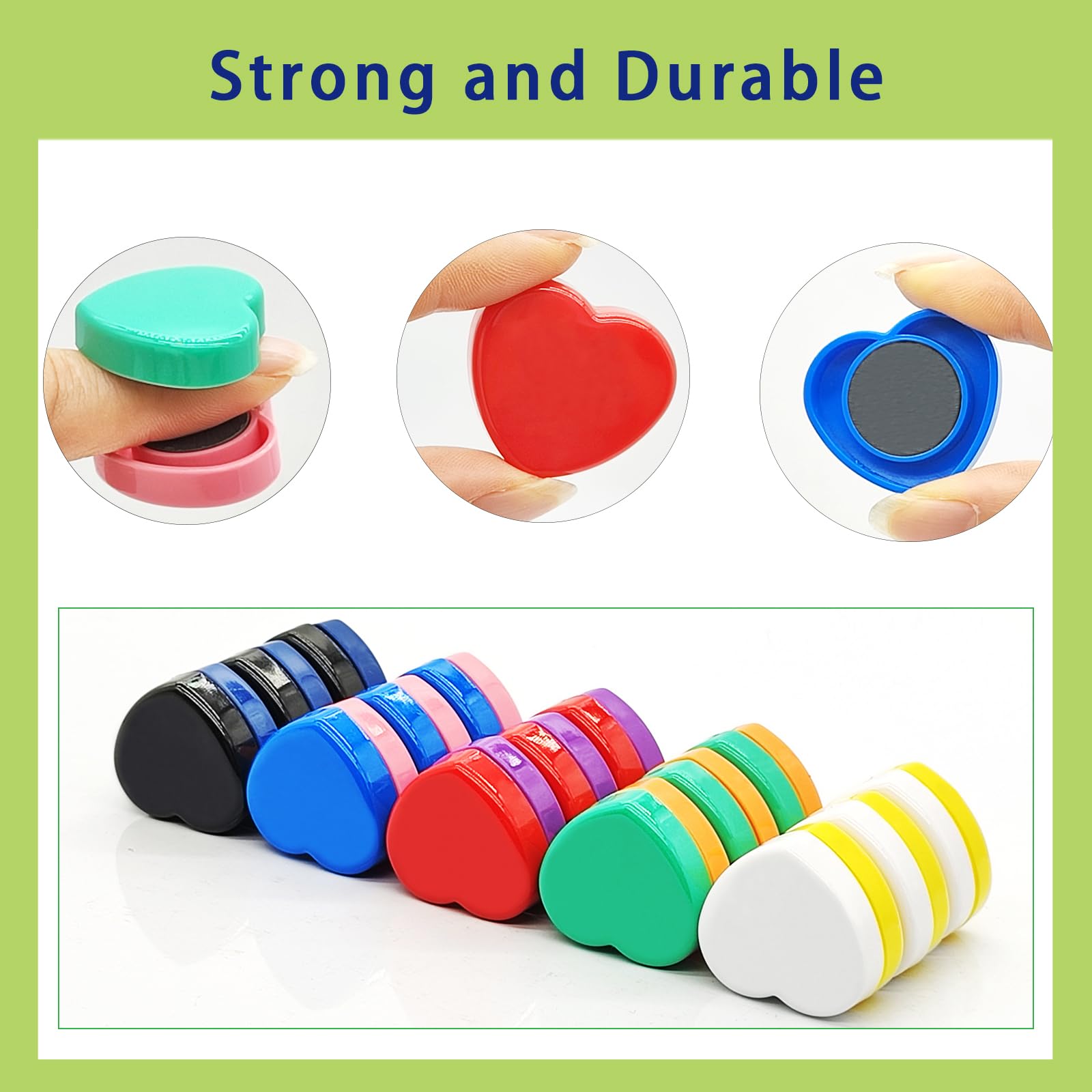 PYJLBX 60 Pack Small Heart Fridge Magnets, 10 Colours Strong Mini Magnets - Image 2