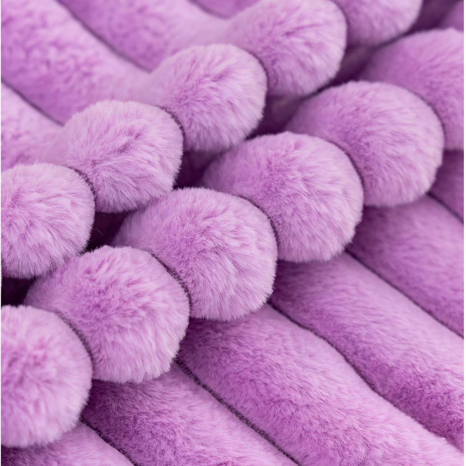 ZLINA Set of 2 Light Purple Faux Fur Decorative Throw Pillow Covers Fluffy Striped Pillowcase Cushion Covers 16 x 16 Inch Decor Sofa Couch Bedroom