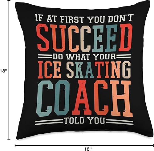 Miniatura 4 de Ice Skating Coach Accessories  Ice Skater Trainer If At First You Dont Succeed - Almohada de patinaje sobre hielo 18 x 18 pulgadas multicolor