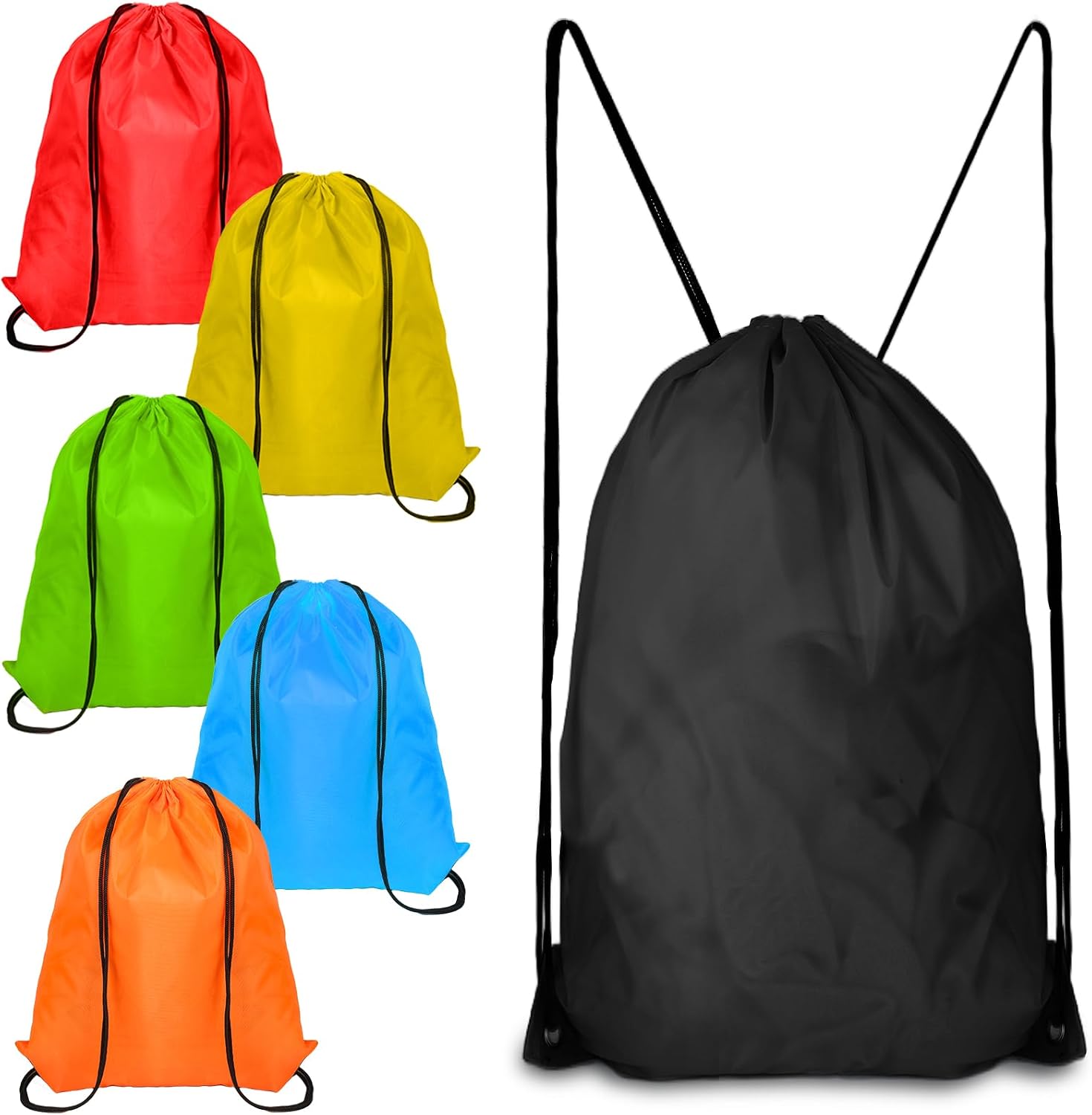 6Pcs Backpack Drawstring Gym Bags, Draw String Bags Backpack, Polyester String Bag for Sports, Gym, Travel, Swimming, Beach
