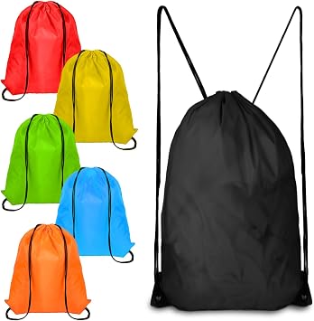 6Pcs Backpack Drawstring Gym Bags, Draw String Bags Backpack, Polyester String Bag for Sports, Gym, Travel, Swimming, Beach