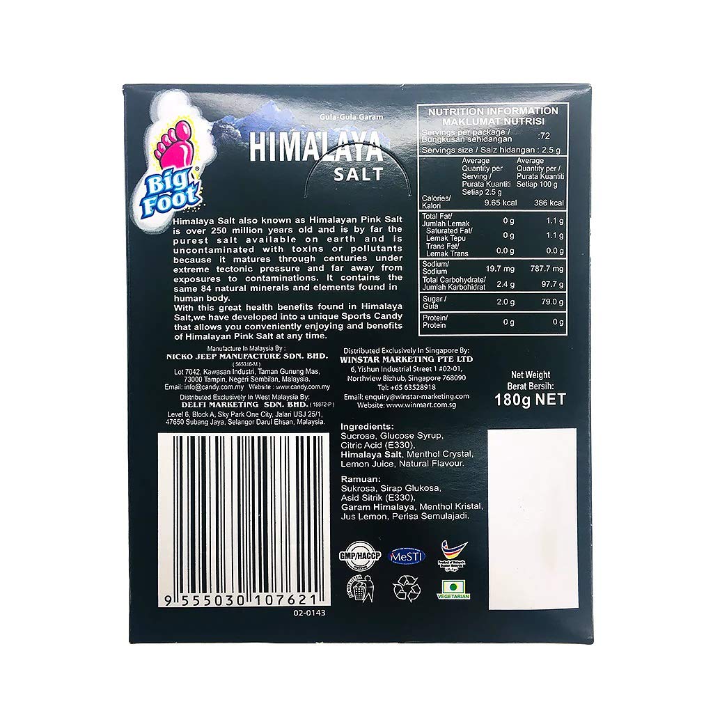 Himalaya Salt Candy Mint Lemon Flavour Extra Cool Sport Candy Gula Halal 15g (0.53oz) x 12 Packs (per box)