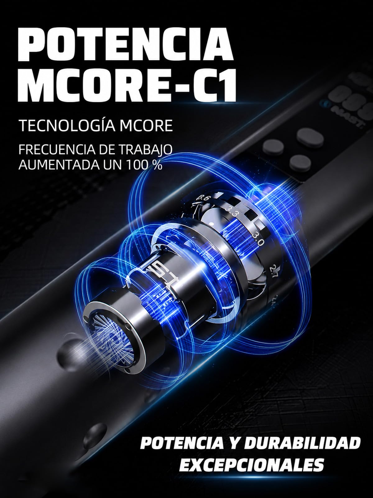 Mast Fold2 Pro Pen Máquina de Tatuaje Rotary Inalámbrica Tattoo Gun 7 Stroke Length de Batería 2000mAh Powerful Motor by Mcore Smart Display Screen para Artistas Profesionales (WQP-076-11)