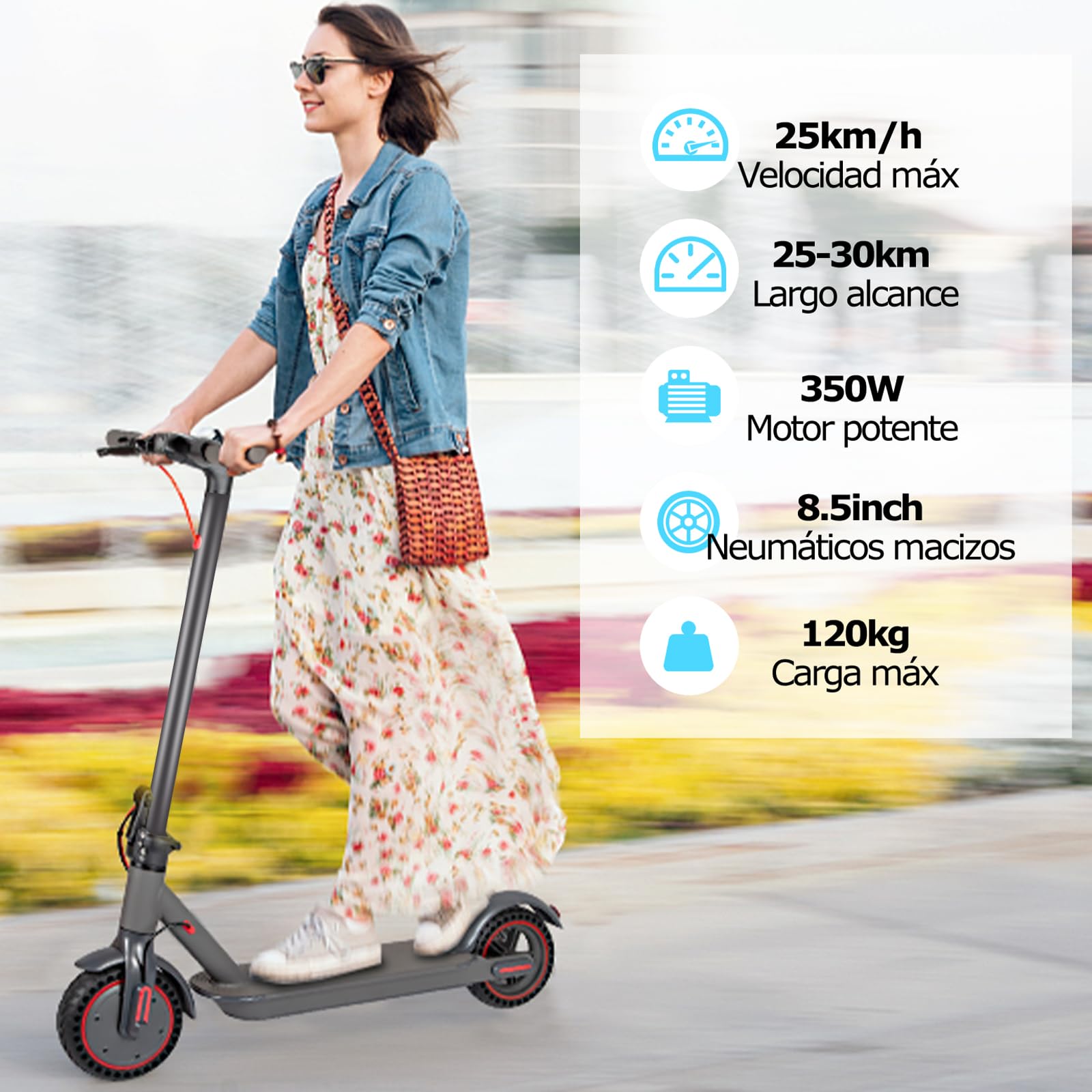 Monopattino Elettrico 8,5" Monopattino elettrico pieghevole in lega di alluminio,30Km di Autonomia, Velocità Massima 25 km/h, 3 Impostazioni di Velocità, Controllo App,Carico Massimo 120KG