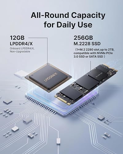 NiPoGi Essenx E1 Mini PC AMD Ryzen 3250U Windows 11 Pro (2C/4T, up to 3.5 GHz) 8GB DDR4 RAM + 256GB SSD, 4K@60Hz dual display HDMI 2.0 + DP/Wi-Fi/BT/LAN, mini computer for office/education - 4
