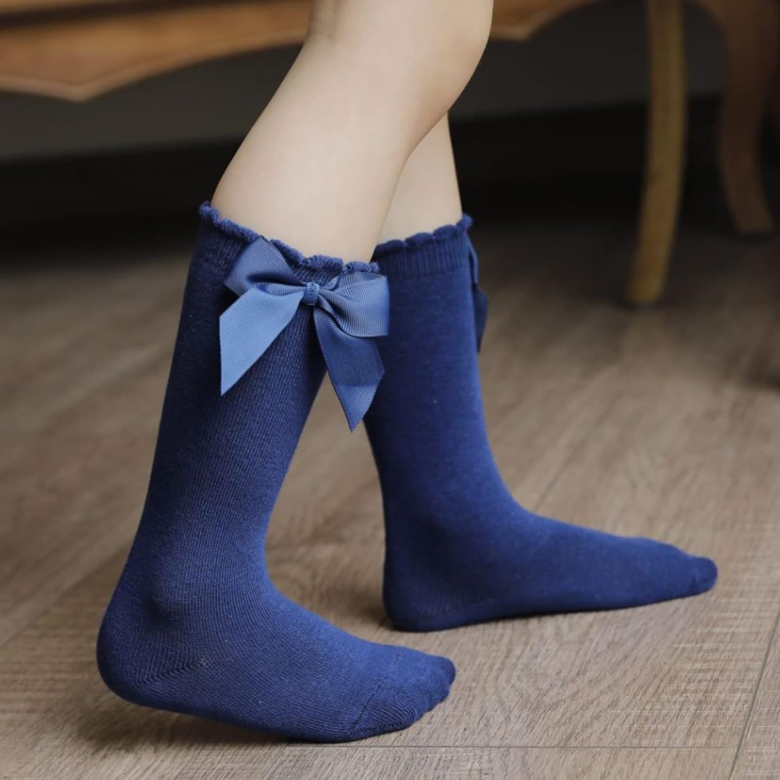 CozyWay Kniestrümpfe für Babys, Mädchen, 3/6er-Pack, Bogen, lange Strümpfe, Kleinkinder, Socken, Rüschen, Uniform, Schuluniform, Leggings