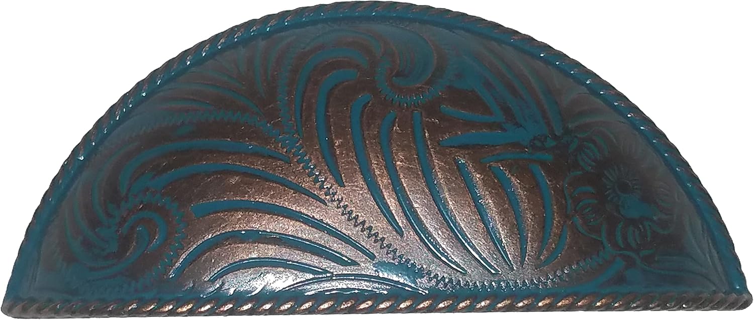 GENUINE TEXAS BRAND Antiqued Blue Copper Knobs, Handles, and Bin Pulls (24 Handles)