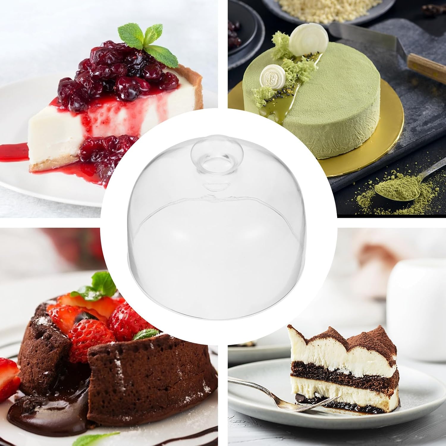 Glass Food Cover round Dome with Handle for Pastry Display
