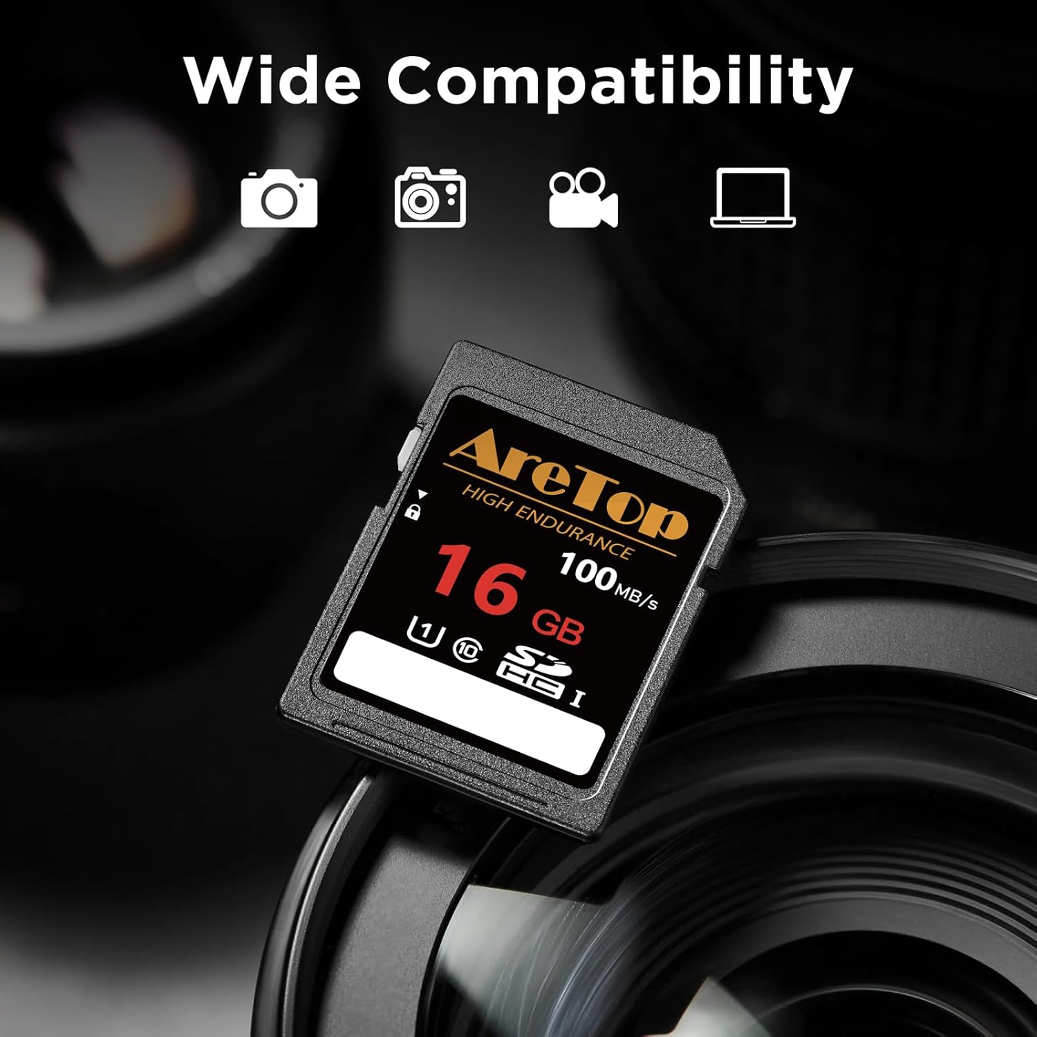 AreTop SD Card 16GB, 5 Pack UHS-I Class 10 SDHC Memory Card, 5 Pack 16GB Full HD Video Secure Digital Cards for Cameras, DSLR, Action Cams and Trail Camera