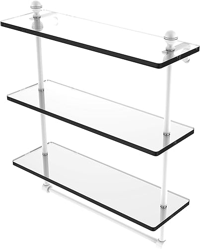 Miniatura 5 de Allied Brass MA-516TB Mambo Collection - Estante de cristal integrado de triple nivel de 16 pulgadas, latón pulido