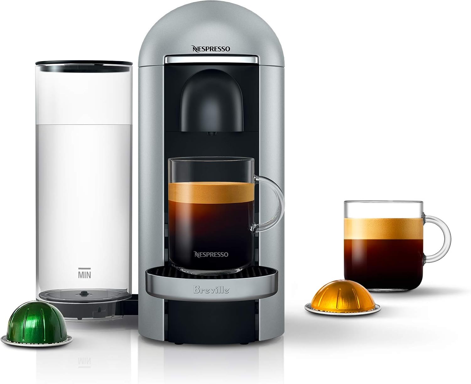 Breville-Nespresso USA BNV420SIL1BUC1 Nespresso VertuoPlus Deluxe Coffee and Espresso Maker by , Silver