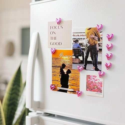 Miniatura 70 de 20 imanes dorados para refrigerador, lindo corazón de amor, imanes decorativos plateados para nevera, juego de imanes de cocina para el hogar
