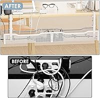 Vista 6 de Cable Management, 25'' Cable Management Under Desk No Drill, Metal Cord Organizer with Clamp for Standing Desk, Cable Organizer for Home Office