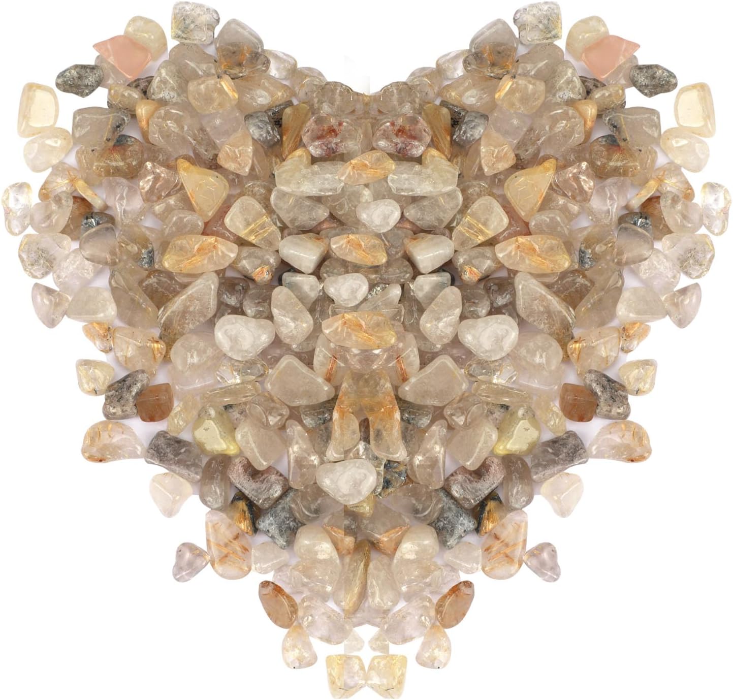 Rutilated Quartz Chips Crystal Stone Natural Irregular Shaped Crushed Quartz Stone for Vase Filler Aquarium Healing Stones Home and Office Desktop Decorative Gravel