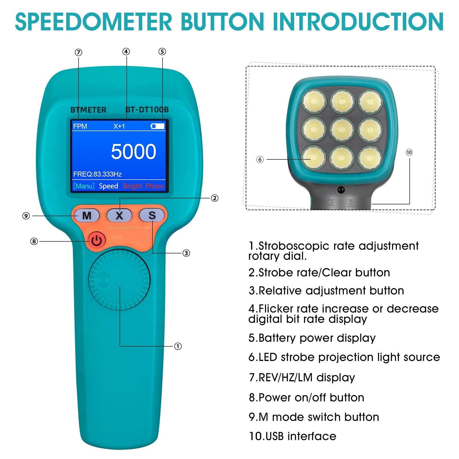 BTMETER Stroboscope - Freeze Motion & Measure Speed -6
