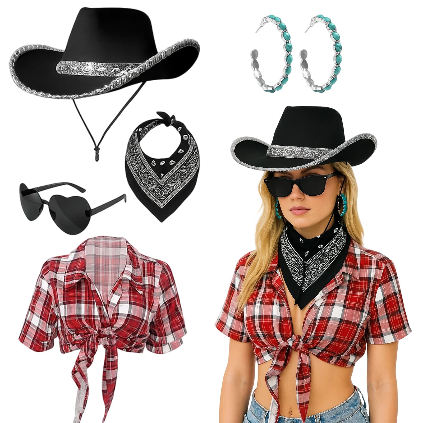 DOWAY Acrilico Cowboy Cappello Boot Cowgirl Orecchini per