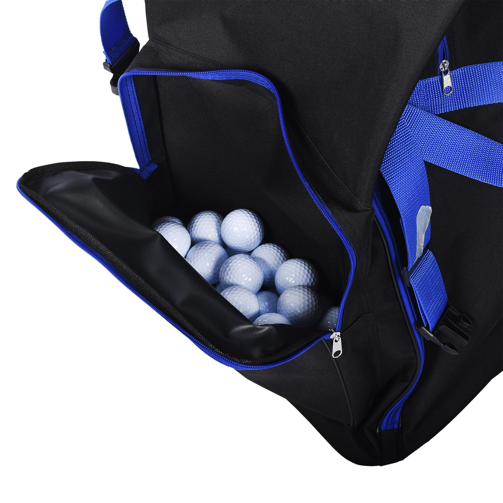 Torba golfowa, torba golfowa, wodoodporna, nylonowa, zwijane kółka, lekka, duża pojemność, kompaktowe zamknięcie, do sportów na świeżym powietrzu, 51,18 x 14,57 x 9,84 cala, czarna, Bl